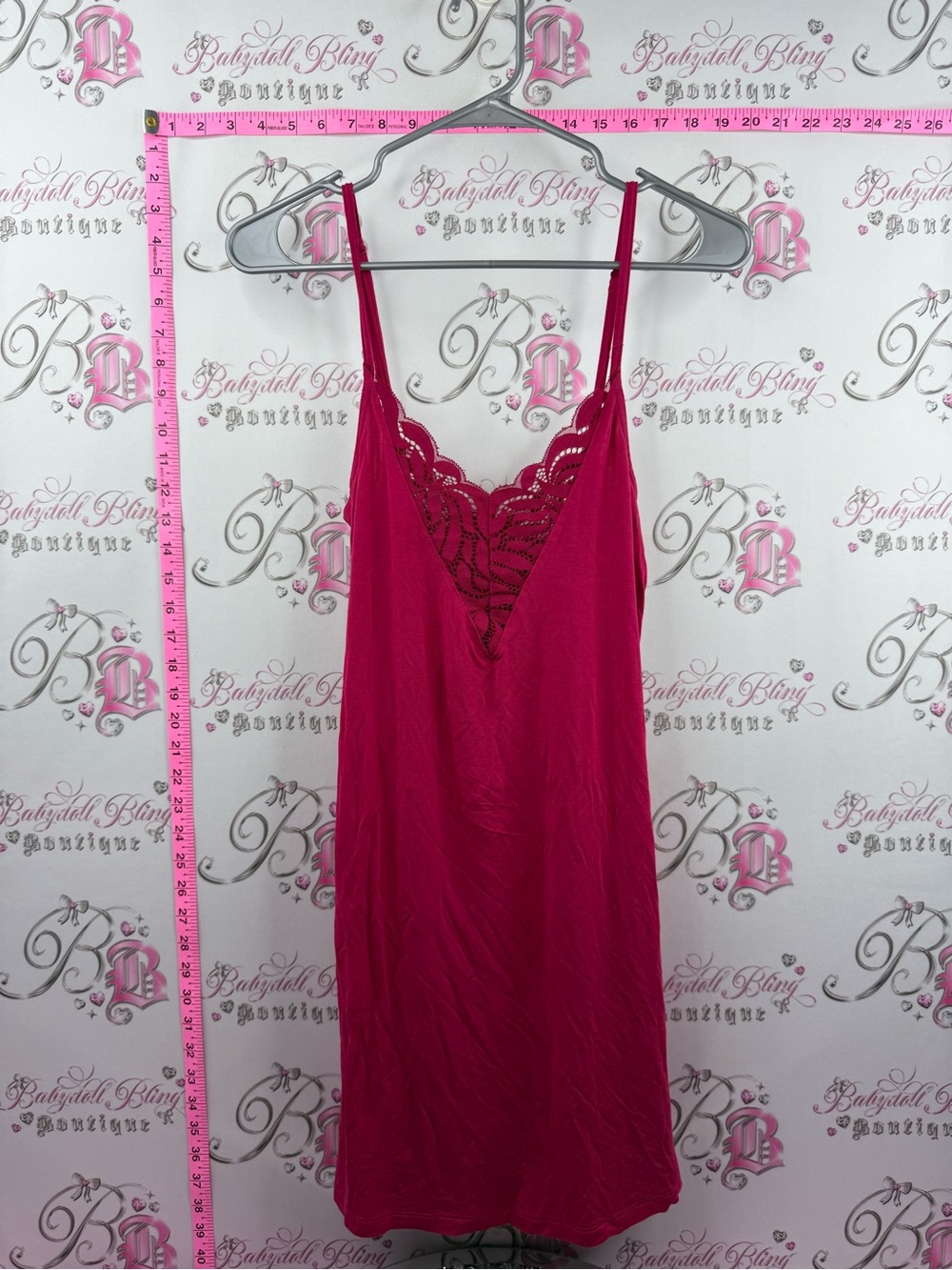 La Vie En Rose dress soft red pink Fuchsia Lace-Trim Chemise